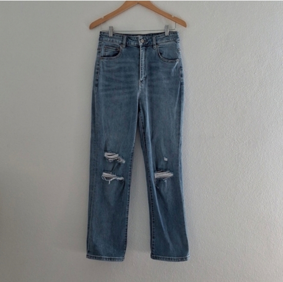 ZGY Denim Ripped Straight Leg Jean in Reality Blue Trash Denim Sz 29 - Picture 10 of 11